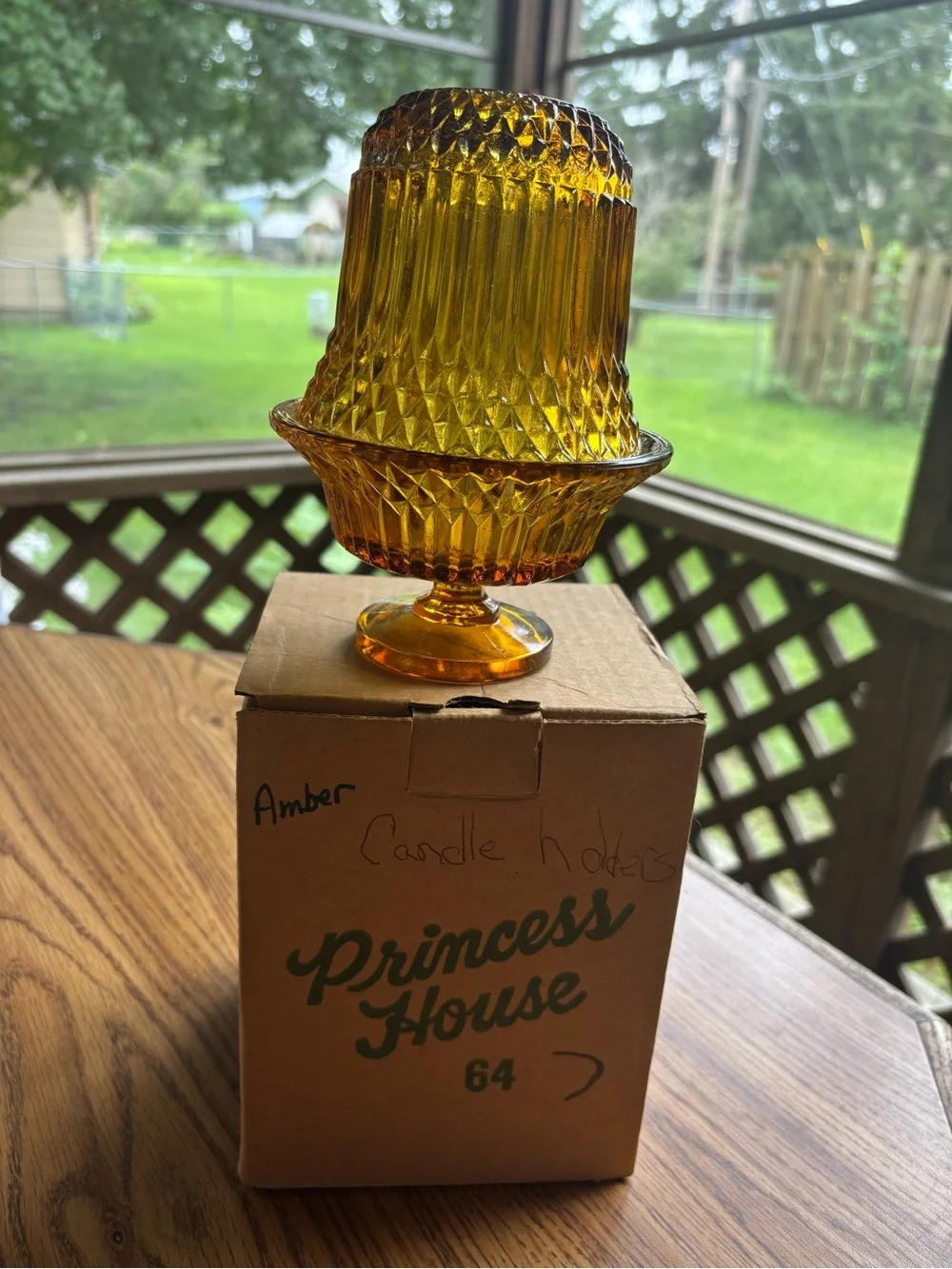 Princess House amber ribbed